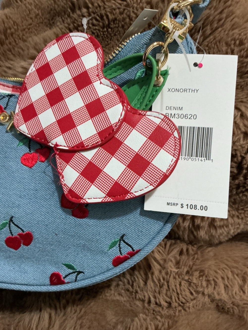 Betsey Johnson Blue Jean Cherries Embroidered Shoulder Bag - Picture 2 of 10